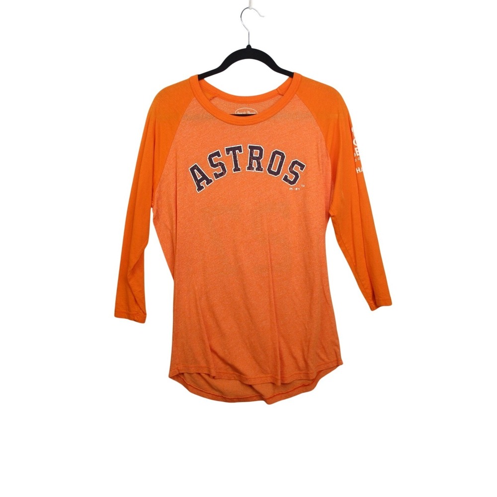 Houston Astros Jose Altuve #27 Shirt XL Orange 3/4 Sleeve Raglan Majestic Thread